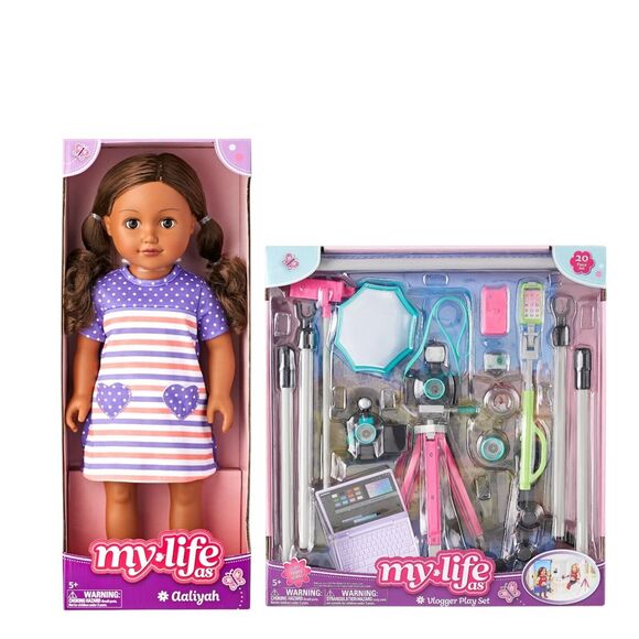 My Life As Aaliyah 18" Doll with My Life As Vlogger Play Set 20 Pieces - Picture 1 of 9